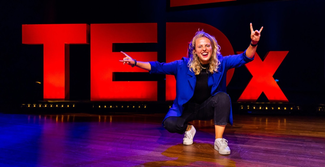 Laurie Mabelis on the TEDx stage